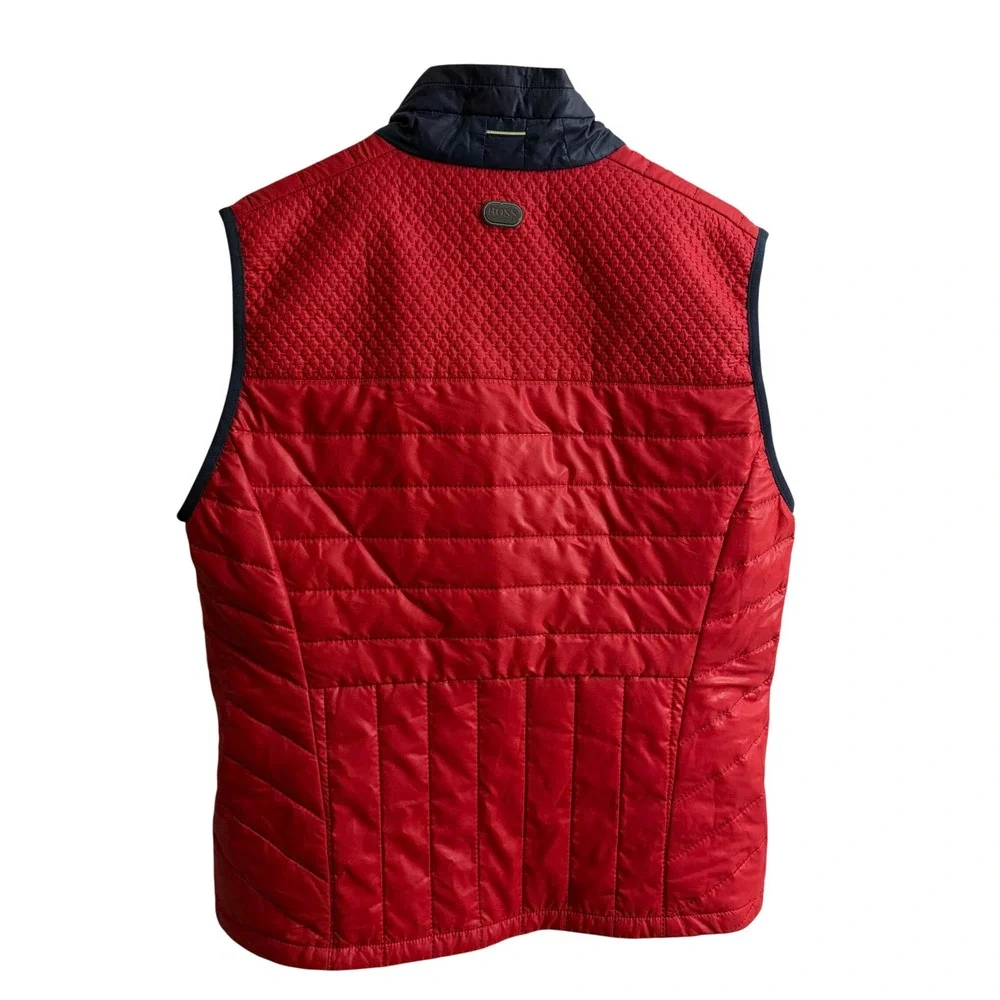 Hugo Boss Jacket Mens Large Navy Blue 3-in-1 Hooded Coat with Red Puffer Vest